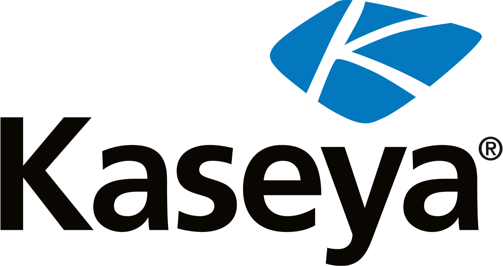Kaseya logo in blue and black.