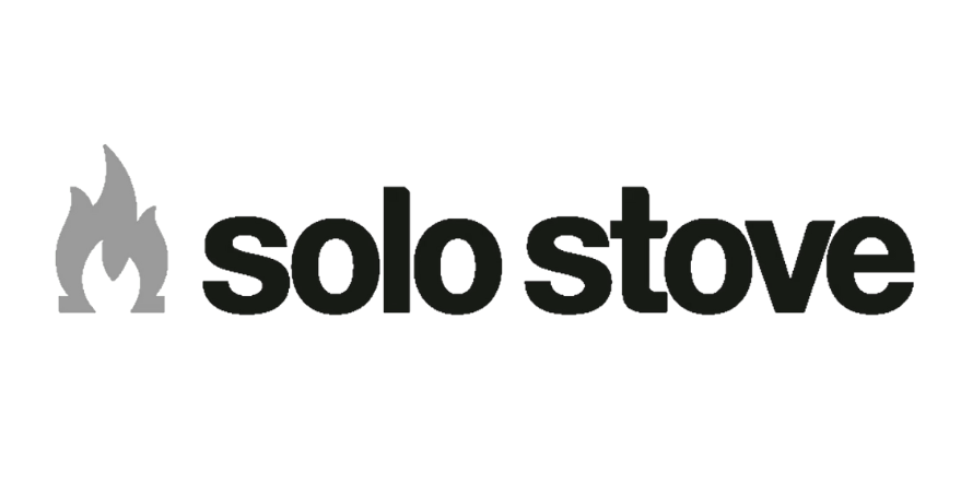 Solo Stove logo with flame icon and bold black lettering.