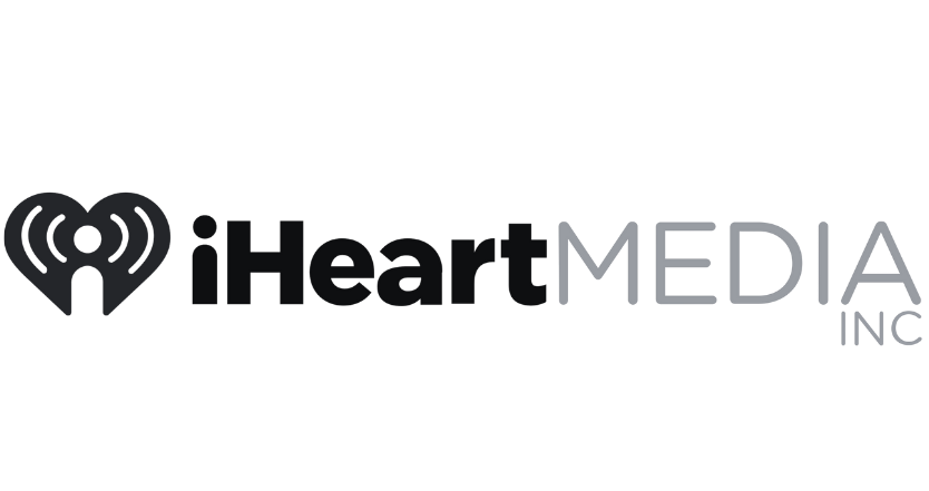 iHeartMedia Inc. logo featuring a heart-shaped broadcast icon beside the company name.