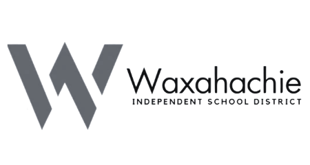 Waxahachie Independent School District logo featuring a stylized letter W beside the school district name on a transparent background